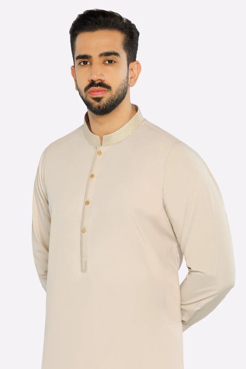 Light Beige Wash & Wear Shalwar Kameez thumbnail
