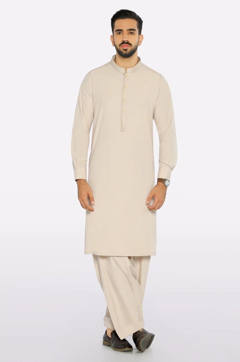 Light Beige Wash & Wear Shalwar Kameez thumbnail