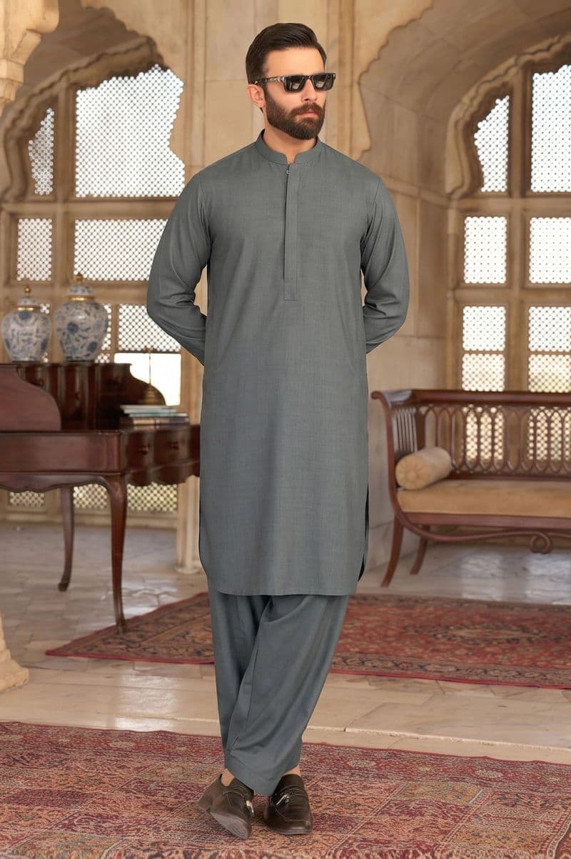 Medium Grey Wash & Wear Shalwar Kameez thumbnail