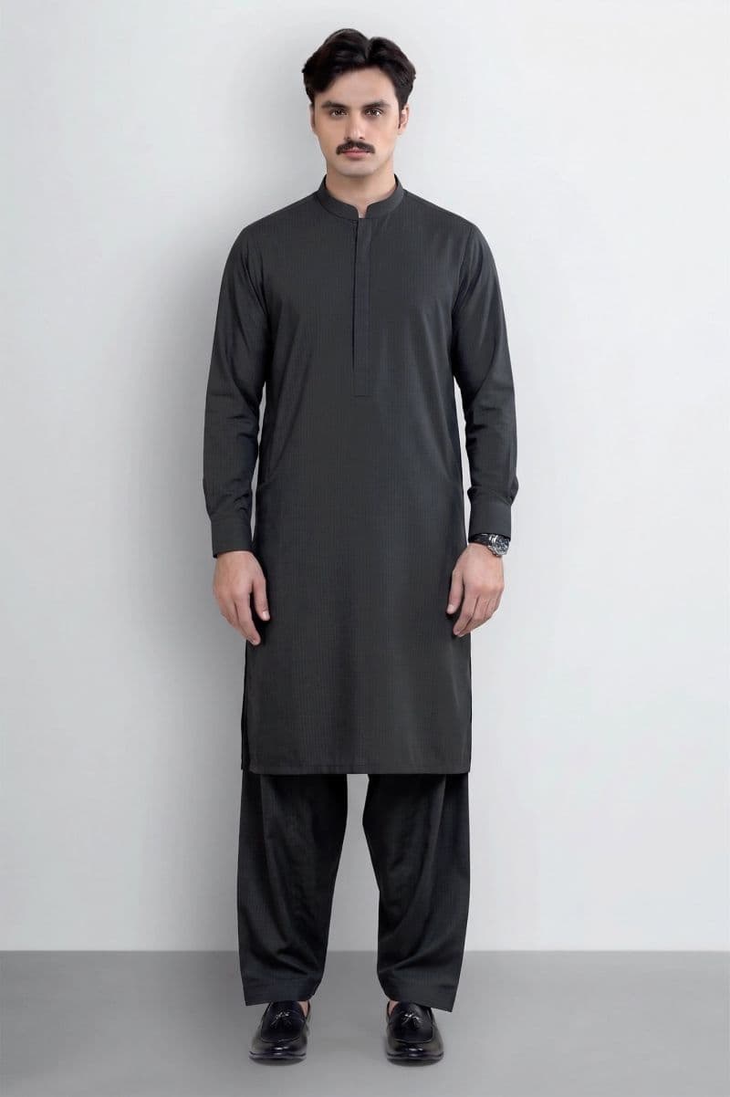 Charcoal Wash & Wear Shalwar Kameez thumbnail