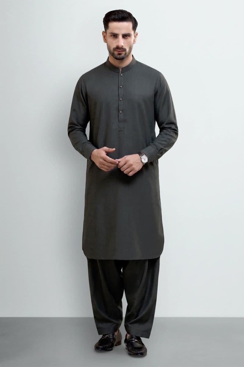 Grey Wash & Wear Shalwar Kameez thumbnail