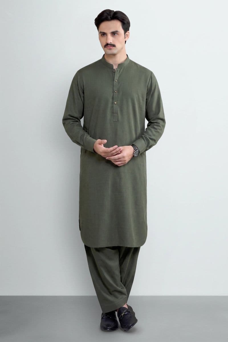 Green Wash & Wear Shalwar Kameez thumbnail