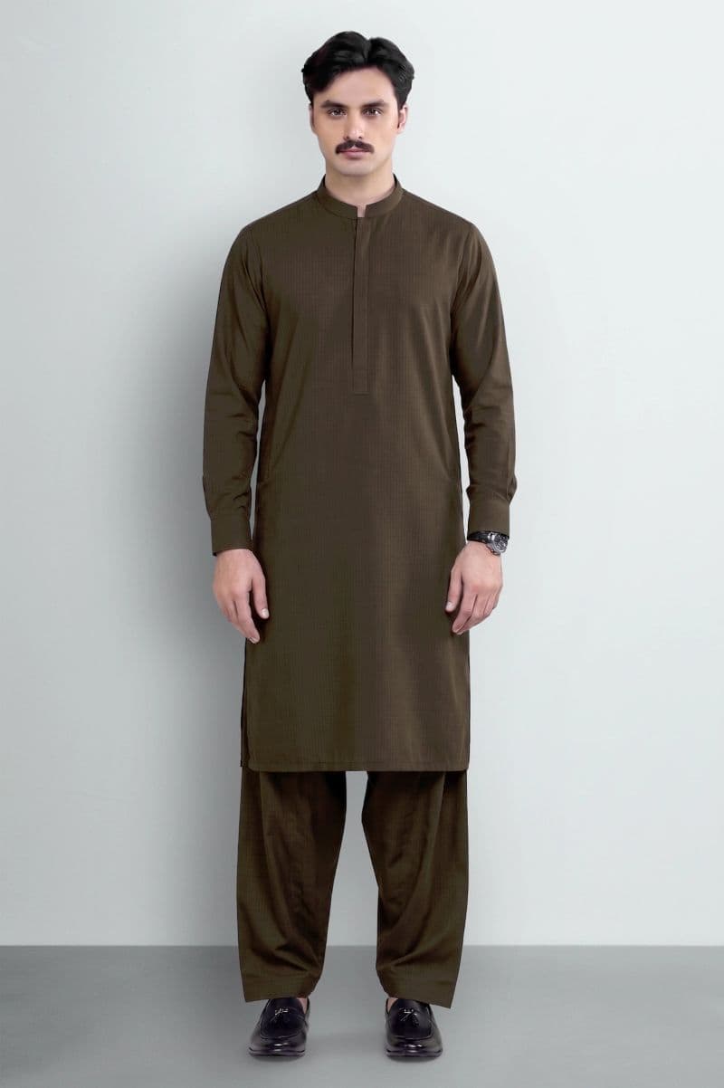Dark Brown Wash & Wear Shalwar Kameez thumbnail