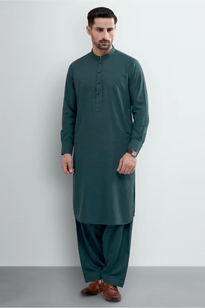 Dark Green Wash & Wear Shalwar Kameez