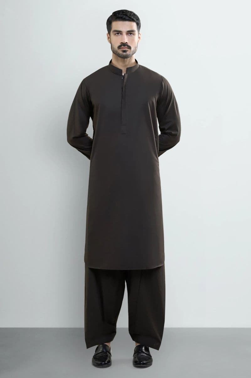 Dark Brown Wash & Wear Shalwar Kameez thumbnail