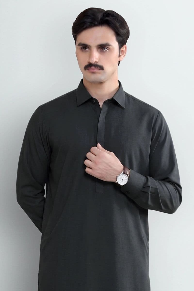 Medium Grey Wash & Wear Shalwar Kameez thumbnail