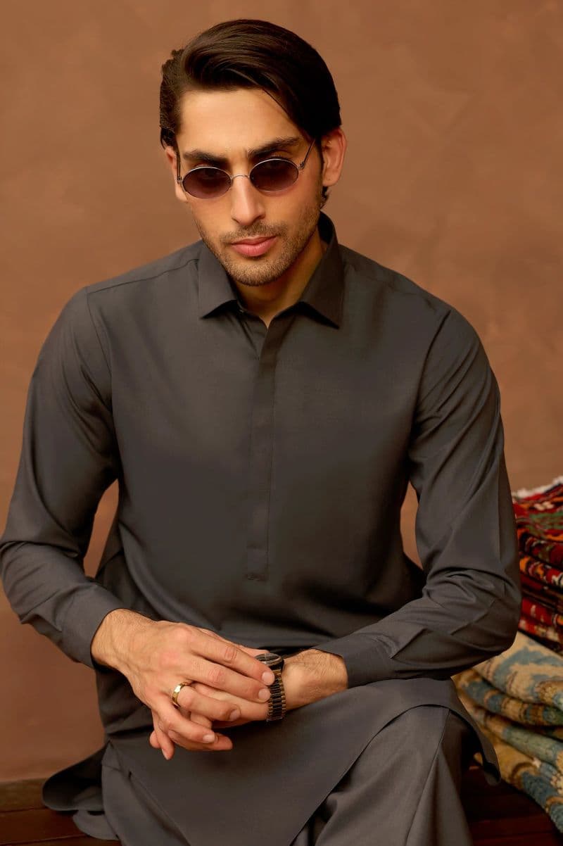 Charcoal Wash & Wear Shalwar Kameez