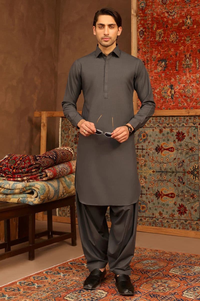 Charcoal Wash & Wear Shalwar Kameez
