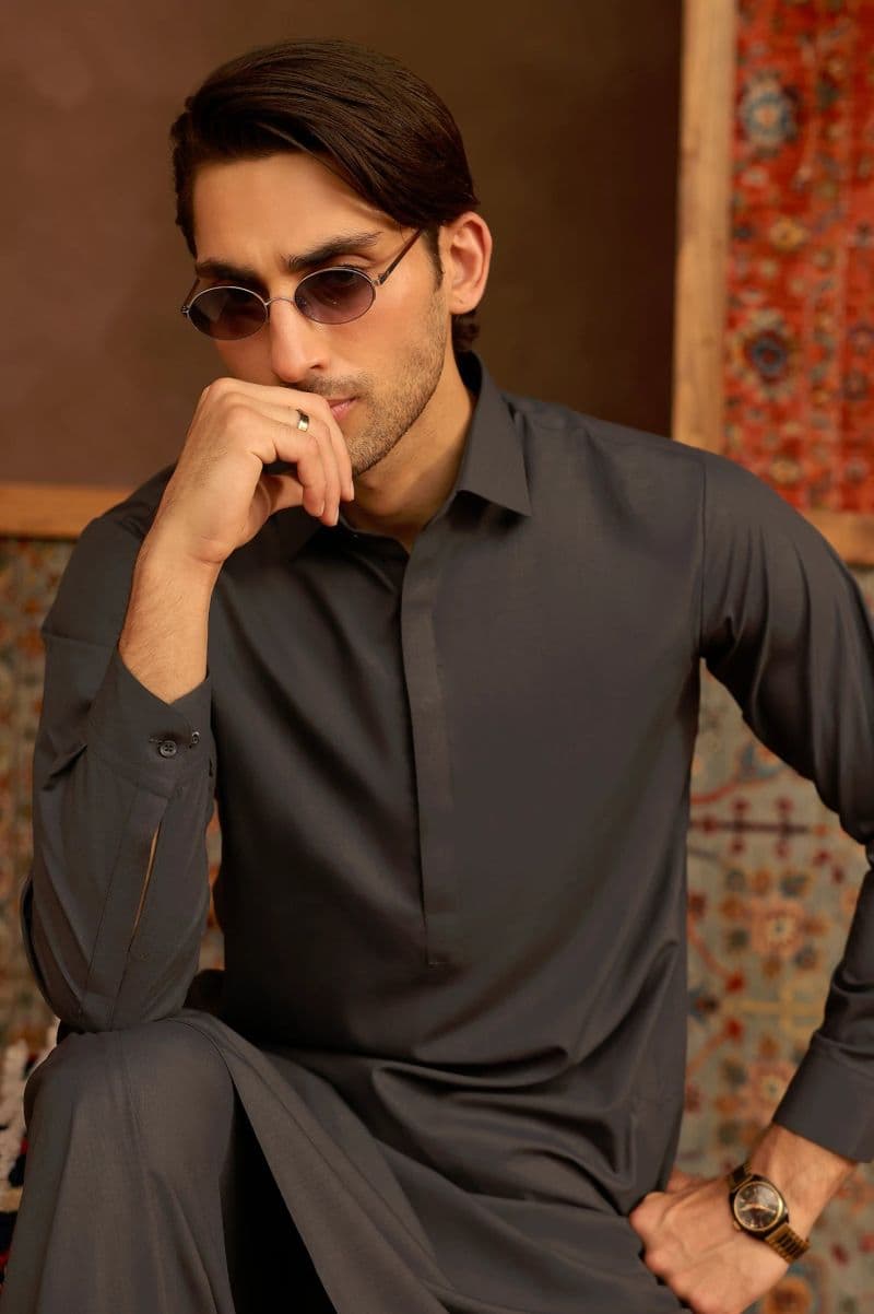 Charcoal Wash & Wear Shalwar Kameez