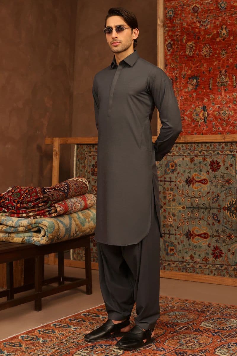 Charcoal Wash & Wear Shalwar Kameez