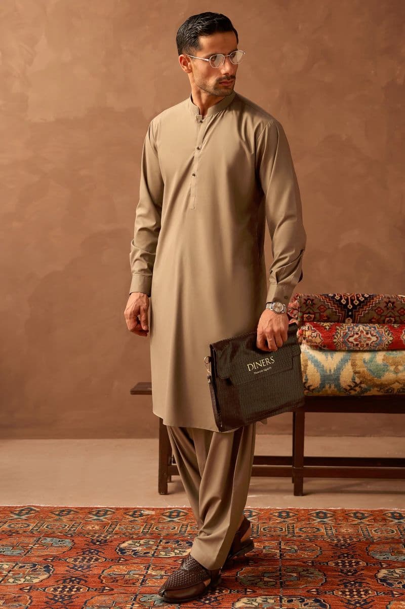 Fawn Wash & Wear Shalwar Kameez thumbnail