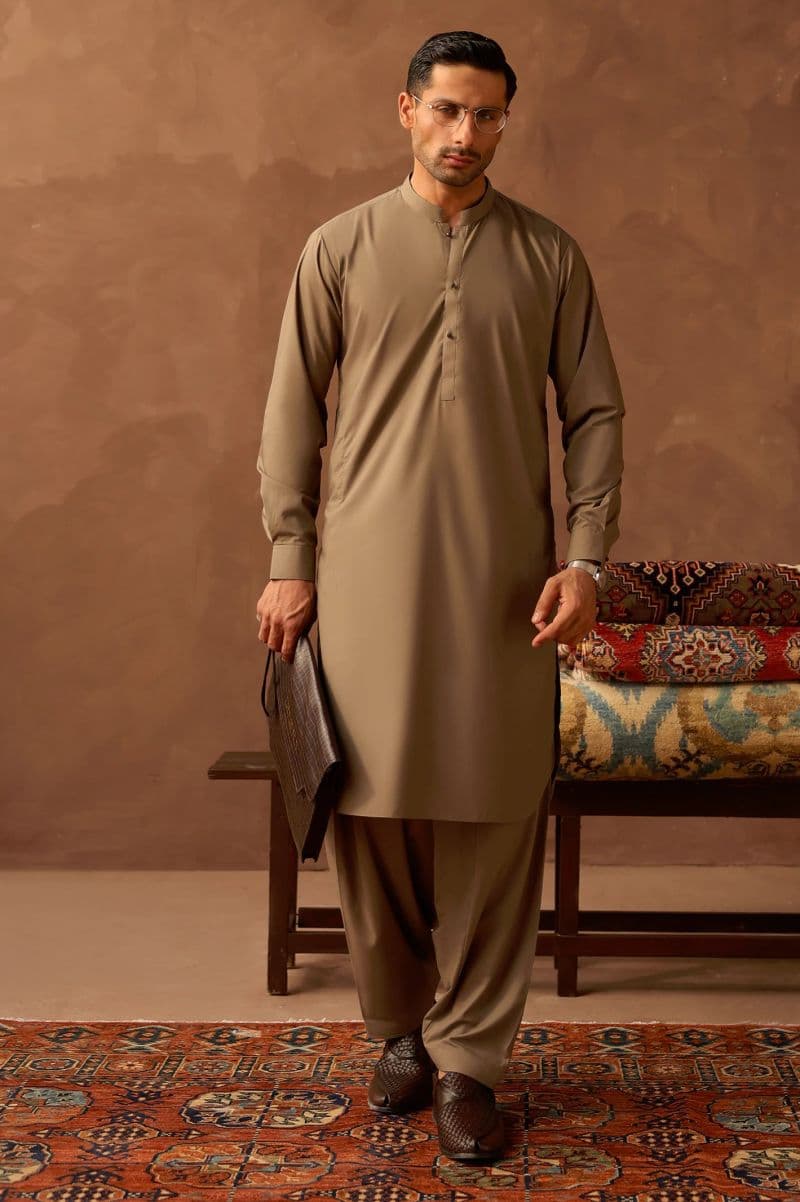 Fawn Wash & Wear Shalwar Kameez thumbnail