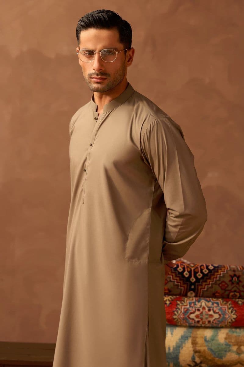 Fawn Wash & Wear Shalwar Kameez thumbnail