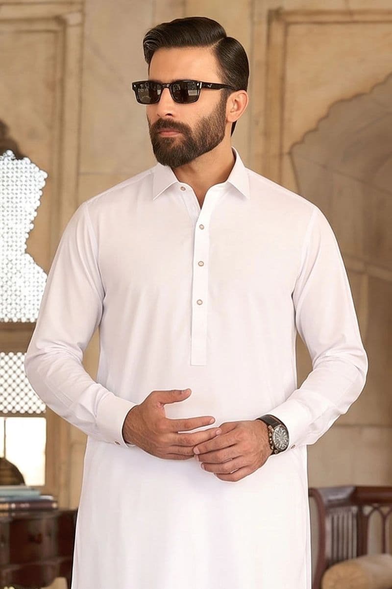 White Wash & Wear Shalwar Kameez thumbnail