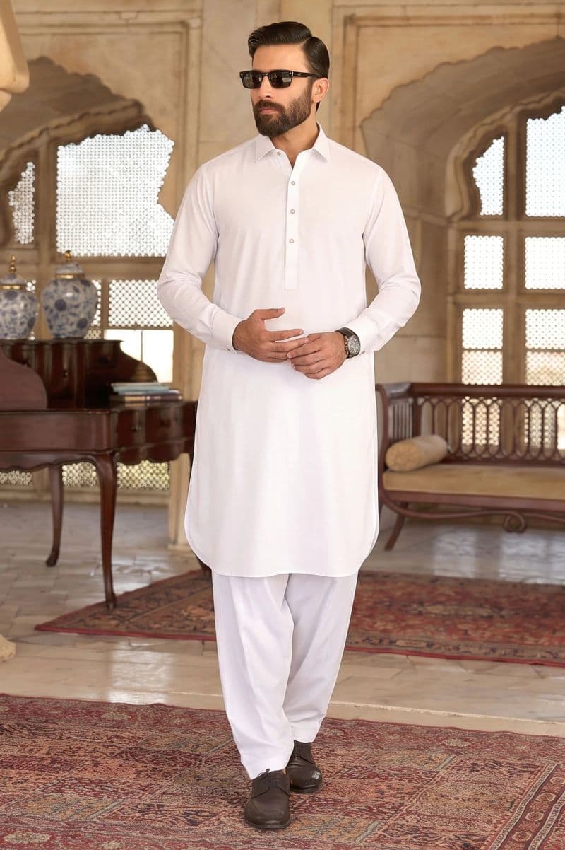 White Wash & Wear Shalwar Kameez thumbnail