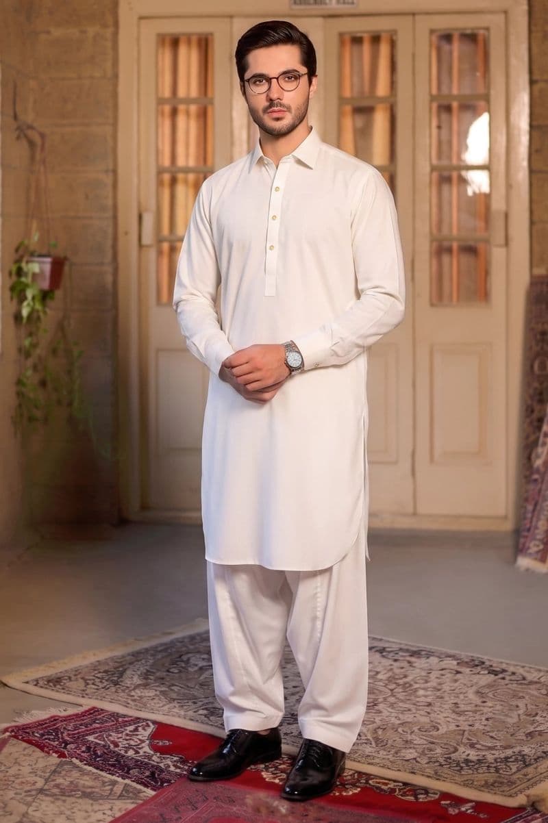 Cream Wash & Wear Shalwar Kameez