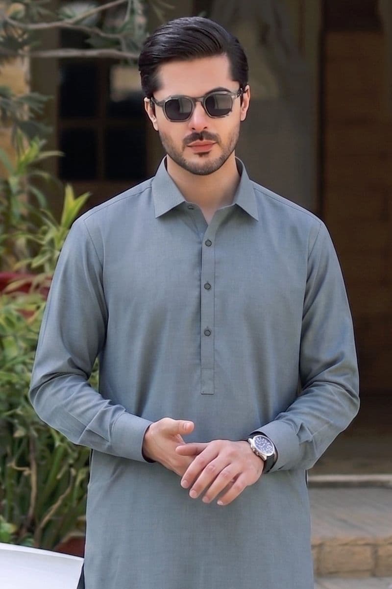 Grey Wash & Wear Shalwar Kameez thumbnail