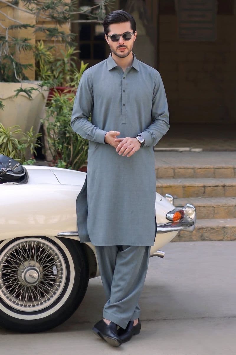 Grey Wash & Wear Shalwar Kameez thumbnail