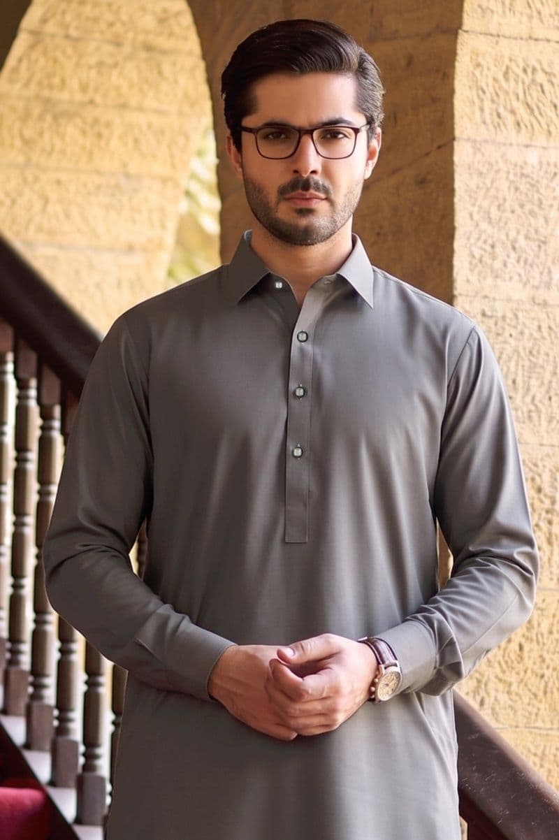 Grey Wash & Wear Shalwar Kameez thumbnail