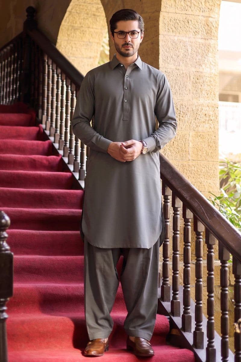 Grey Wash & Wear Shalwar Kameez thumbnail
