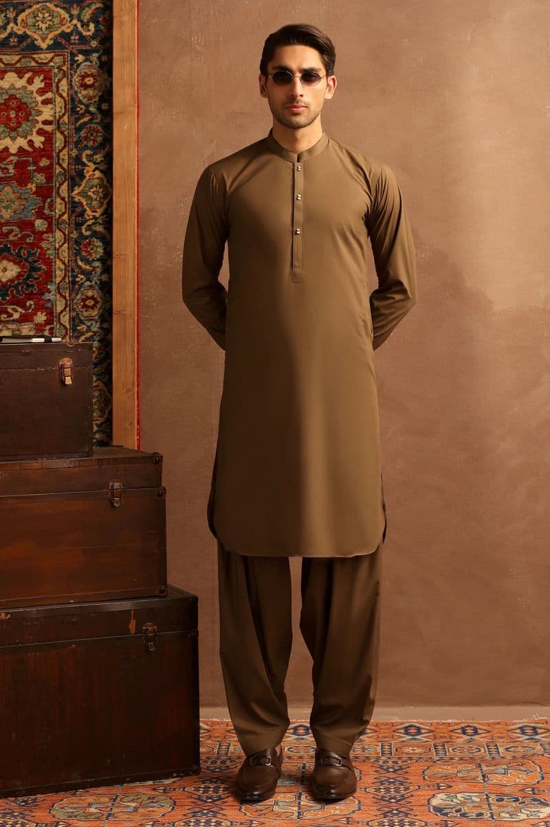 Brown Wash & Wear Shalwar Kameez thumbnail