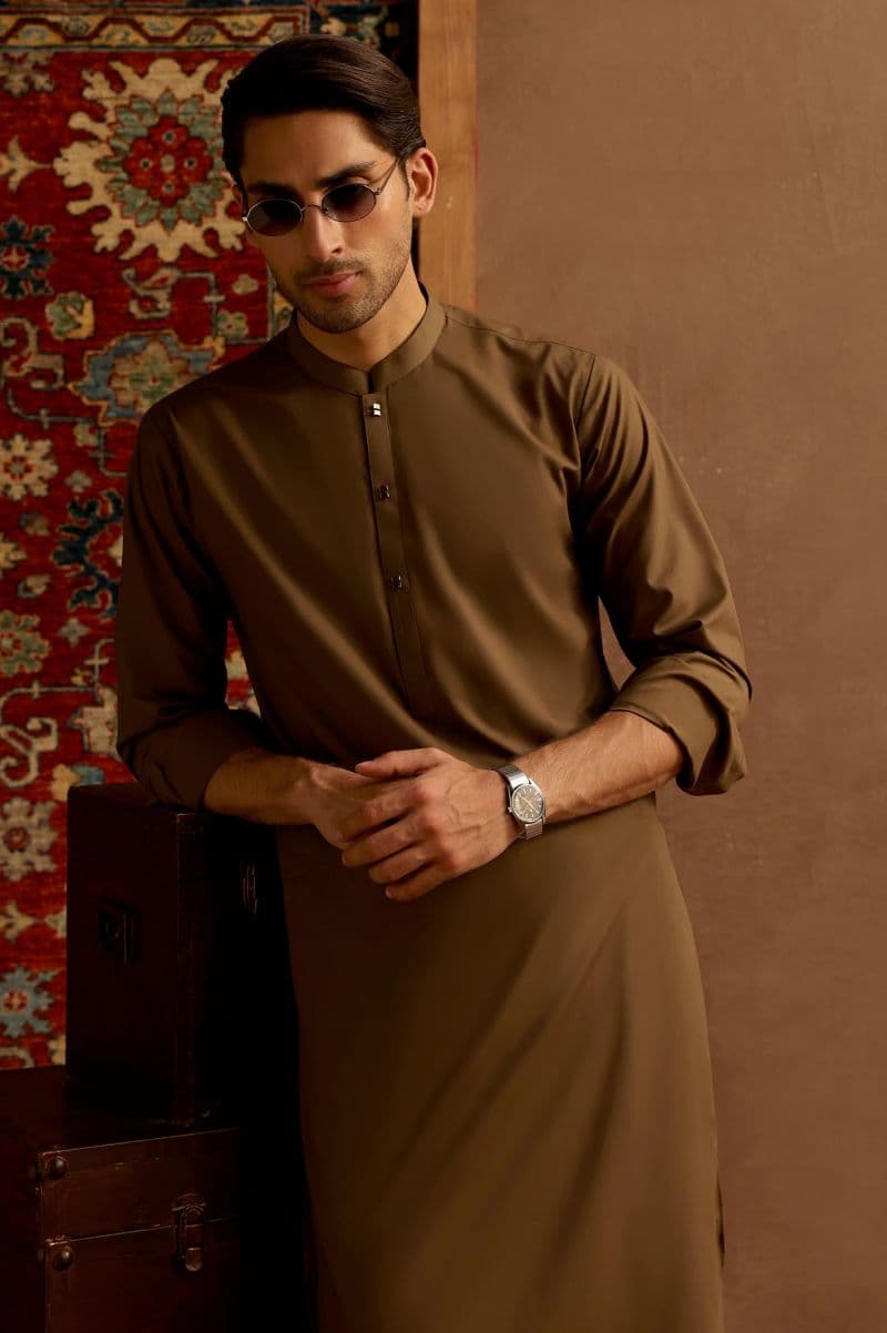 Brown Wash & Wear Shalwar Kameez thumbnail