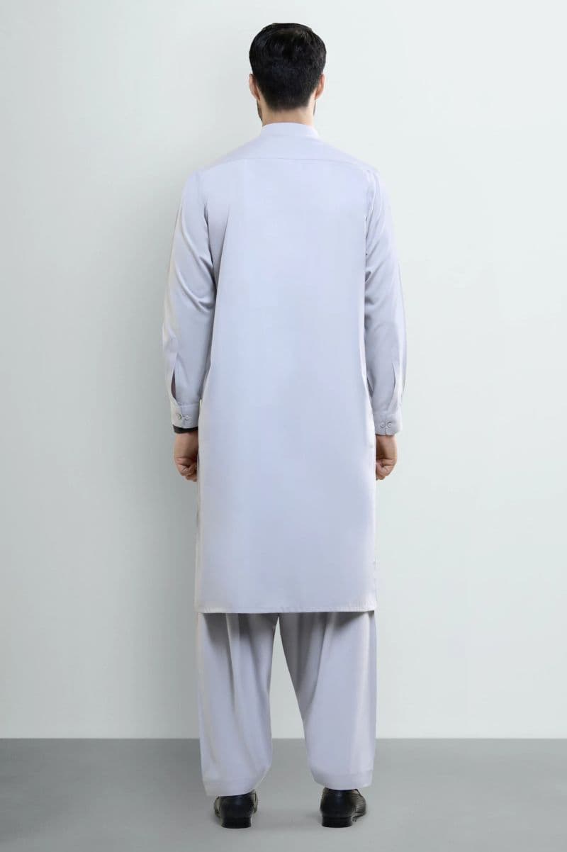 Light Grey Wash & Wear Shalwar Kameez thumbnail