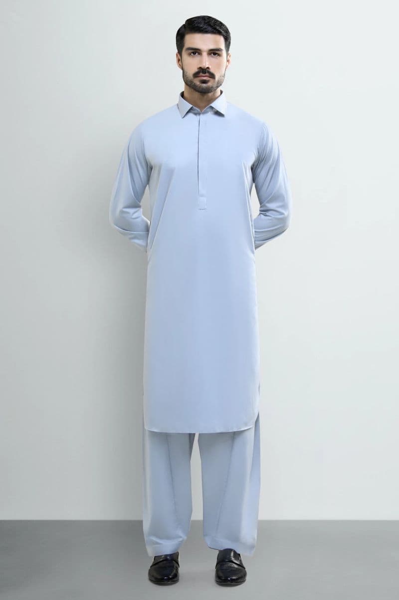 Light Grey Wash & Wear Shalwar Kameez thumbnail