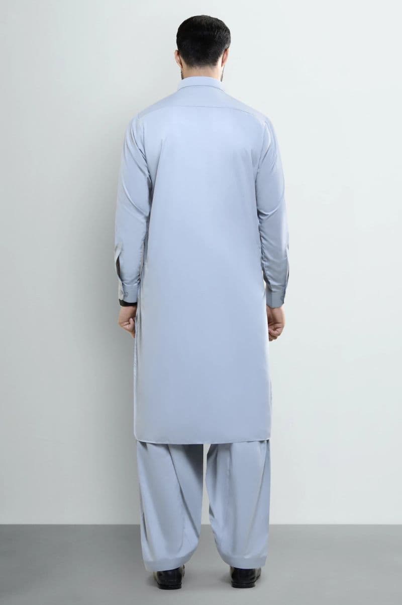 Light Grey Wash & Wear Shalwar Kameez thumbnail