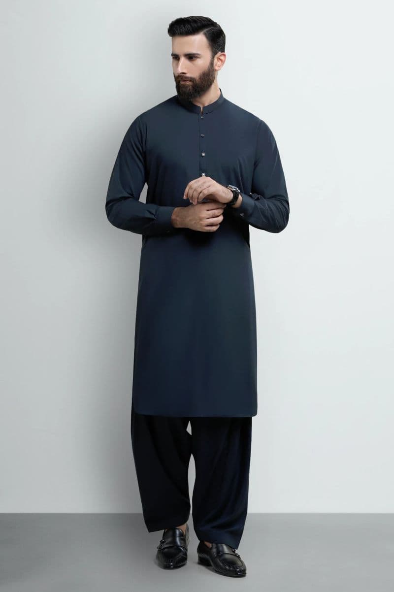 Dark Blue Wash & Wear Shalwar Kameez thumbnail