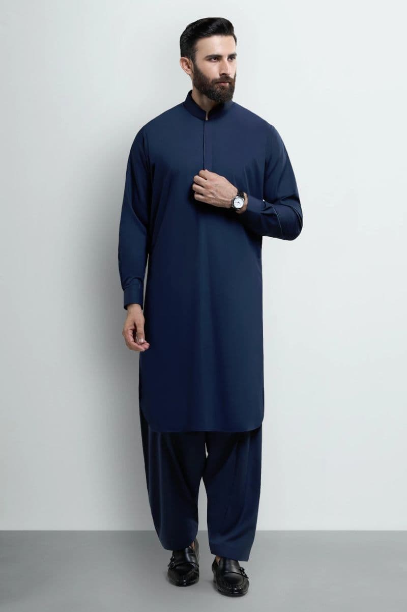 Medium Blue Wash & Wear Shalwar Kameez thumbnail