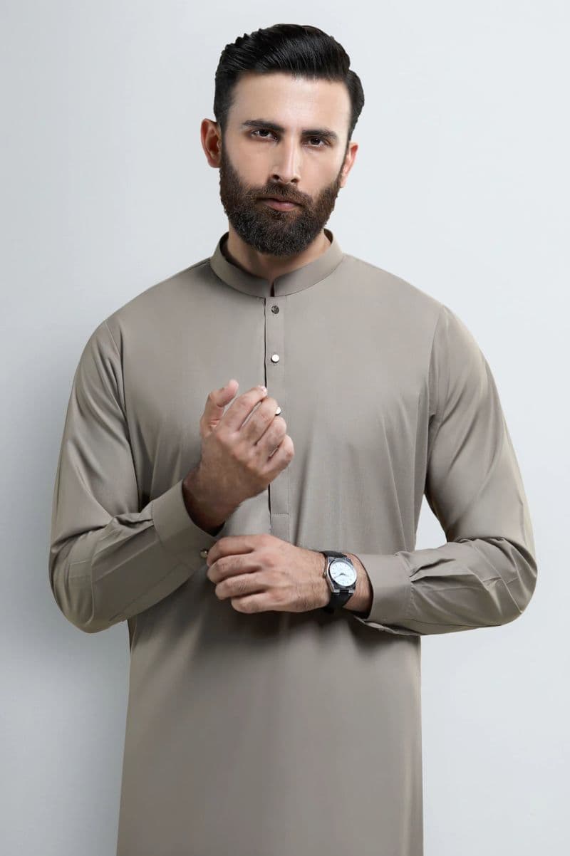Beige Wash & Wear Shalwar Kameez thumbnail