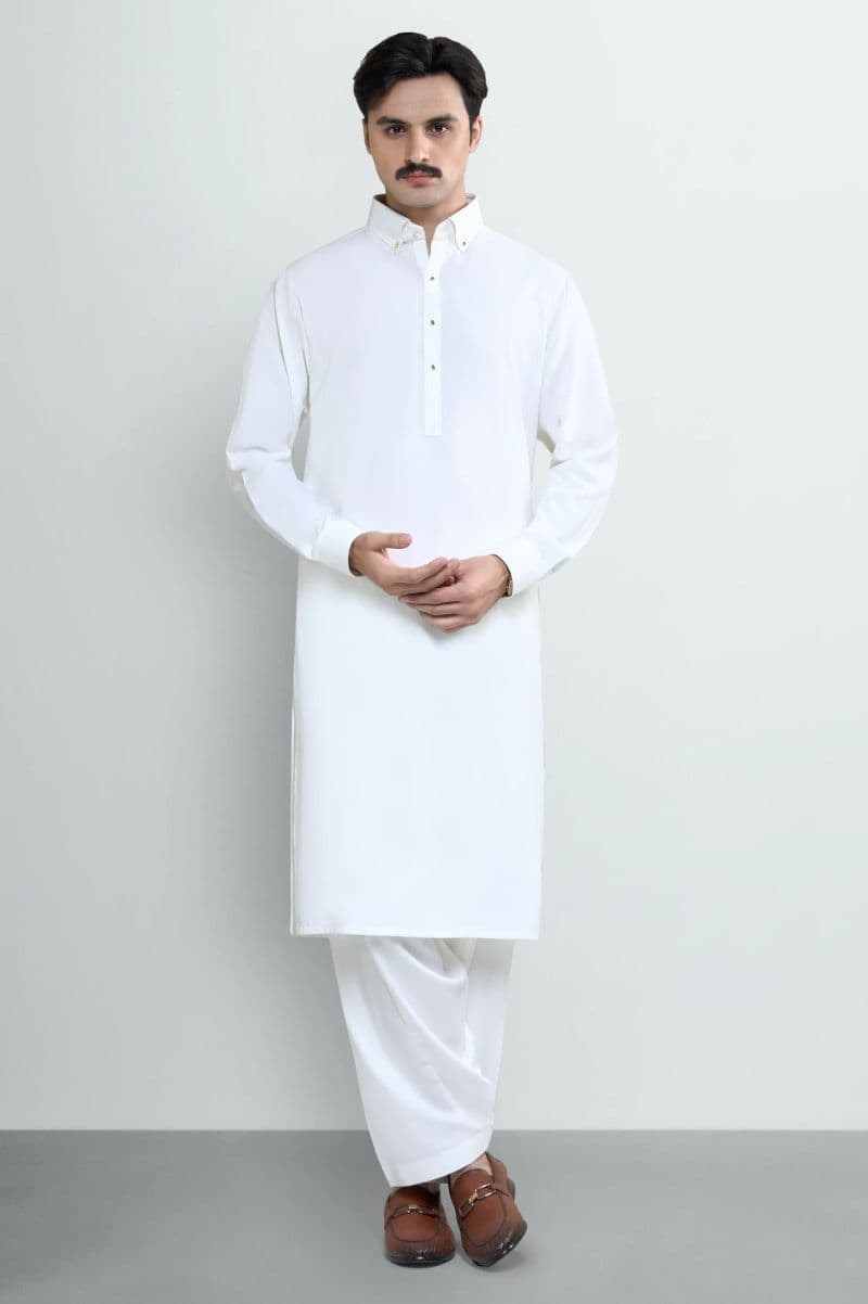 Off White Wash Wear Shalwar Kameez thumbnail