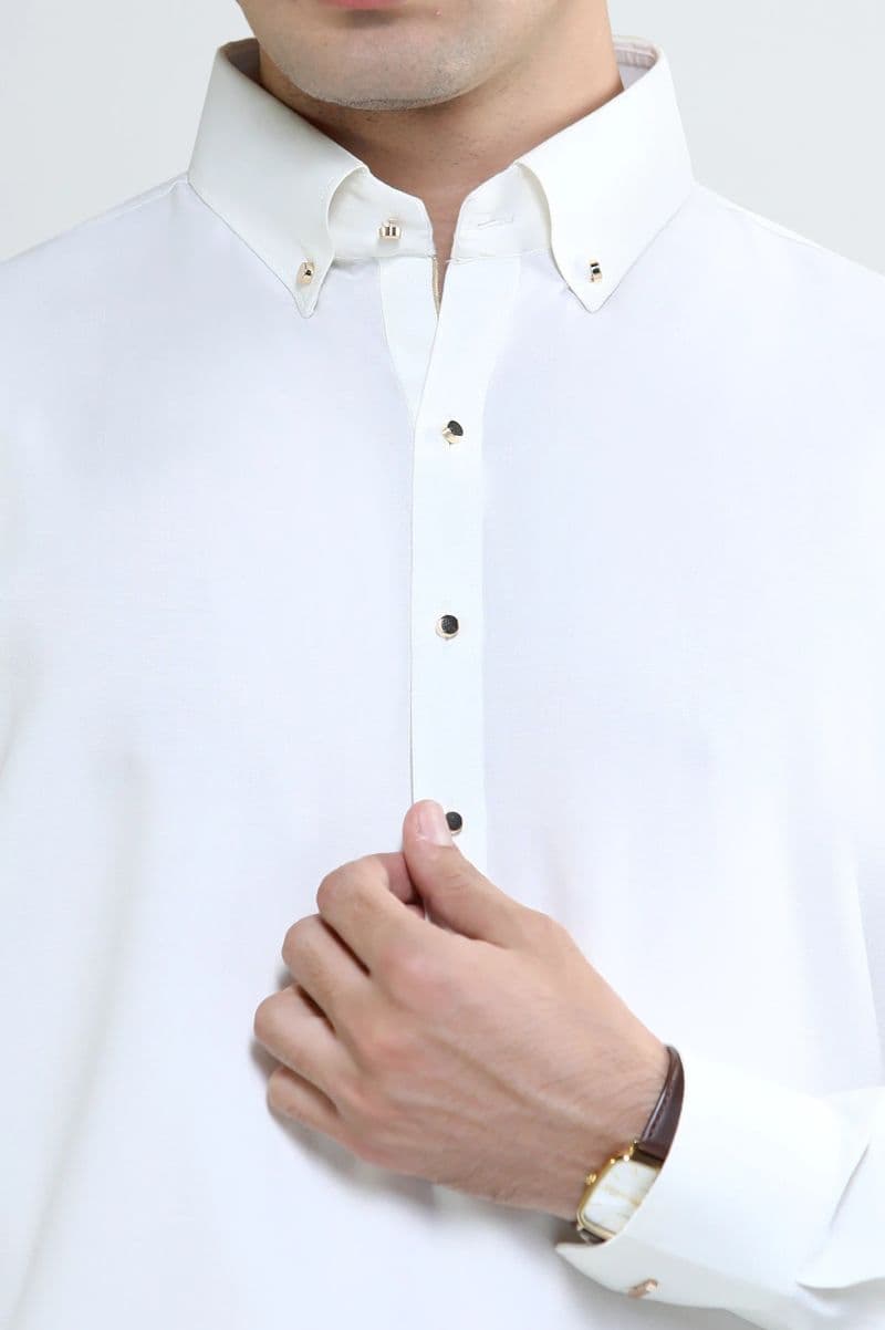 Off White Wash Wear Shalwar Kameez thumbnail