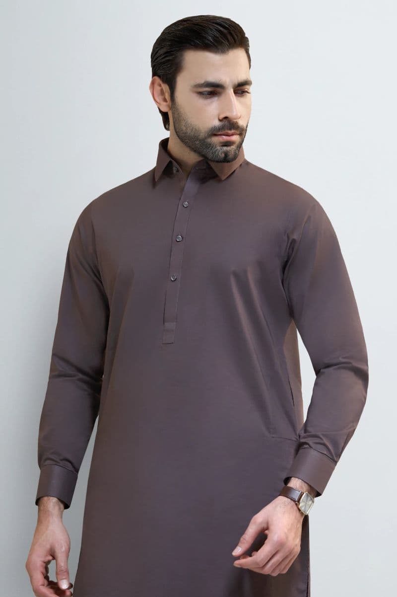 Coffee Brown Cotton Shalwar Kameez thumbnail