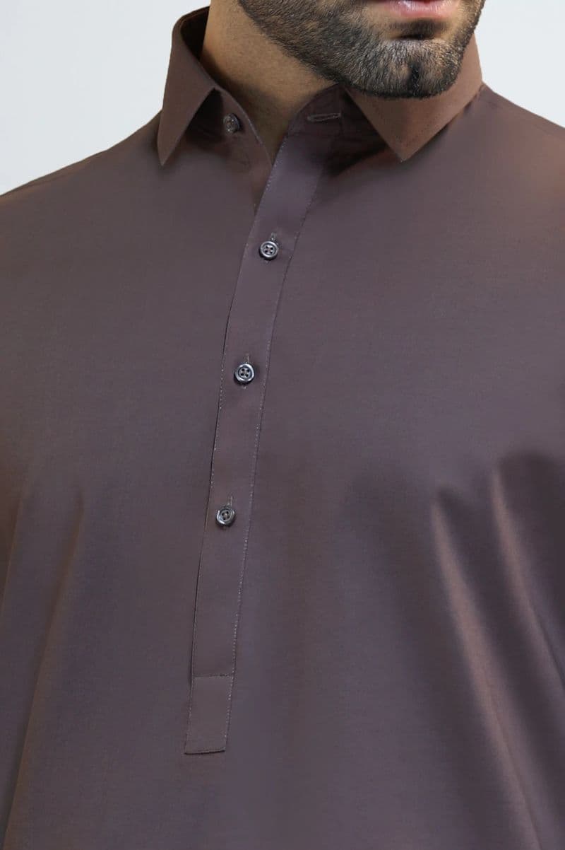 Coffee Brown Cotton Shalwar Kameez thumbnail