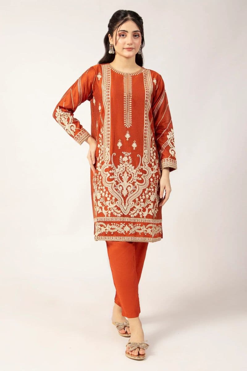 Khaddi Net Rust Embroidered 2PC thumbnail