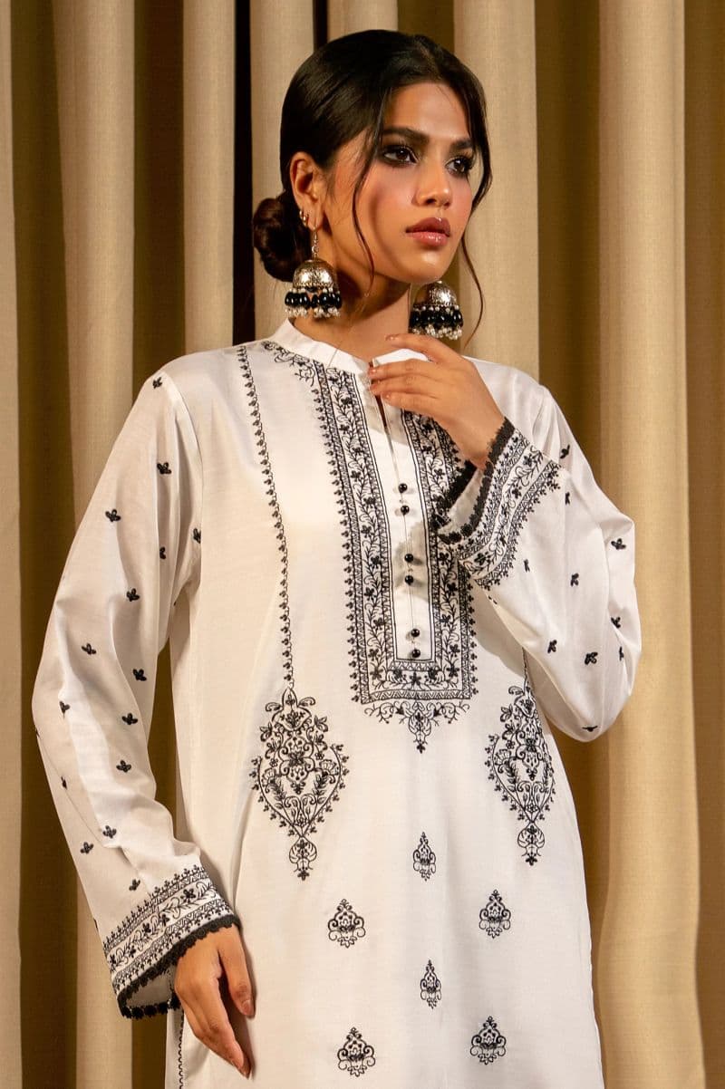 Raw Silk White Embroidered 2PC thumbnail