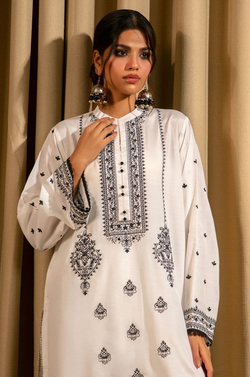 Raw Silk White Embroidered 2PC thumbnail