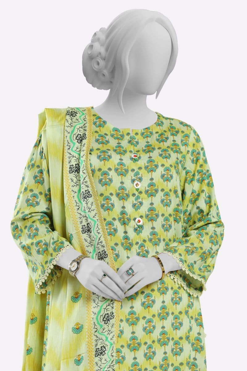Light Green Printed Kurti With Dupatta thumbnail