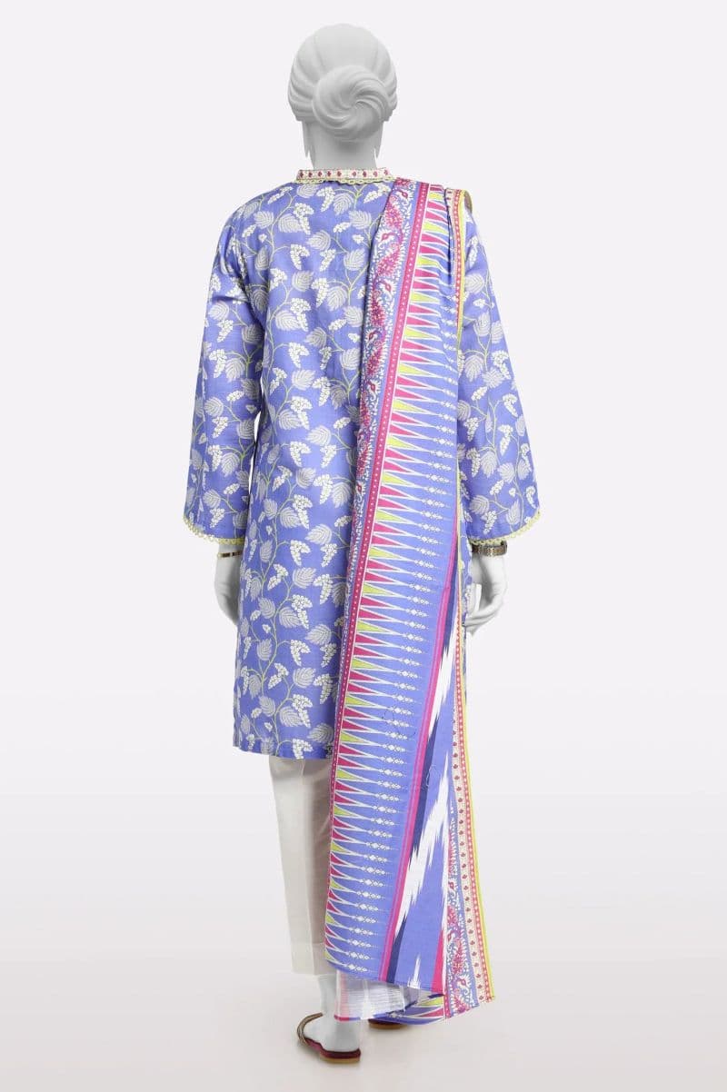 Blue Printed Kurti With Dupatta thumbnail