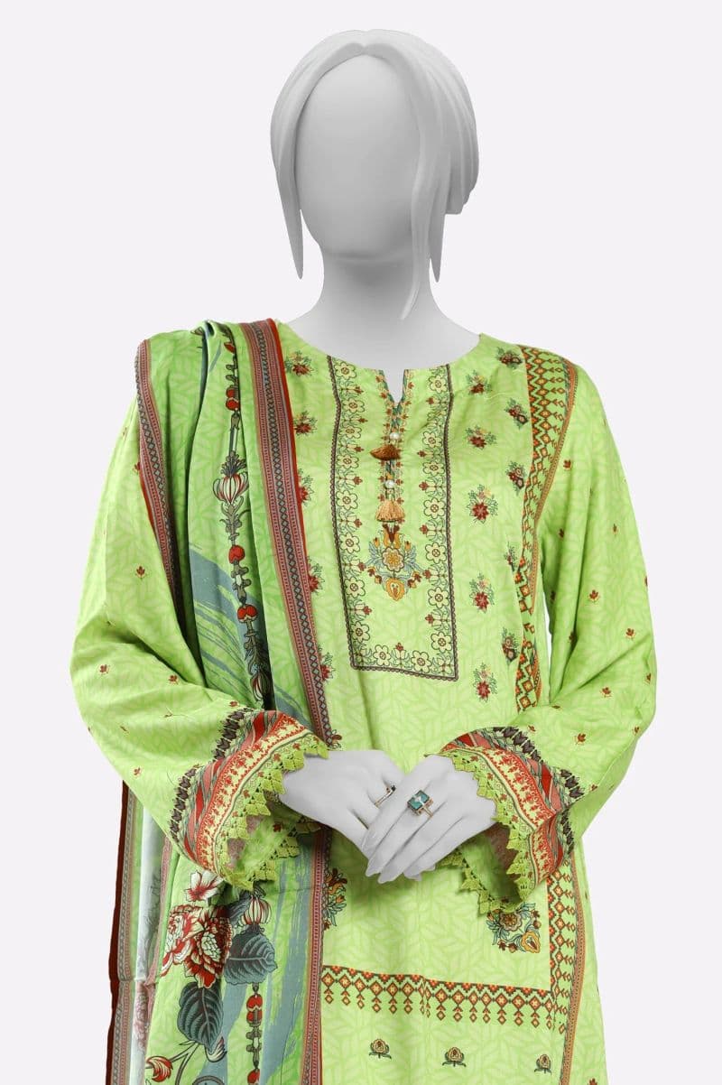 Green Printed Kurti With Dupatta thumbnail