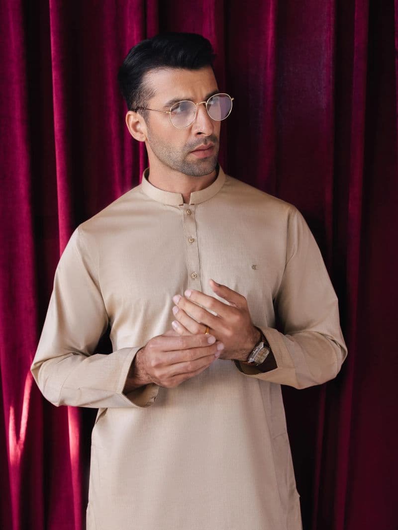 Embroidered Chambray Kurta Pajama - EMTKPT5-057 thumbnail
