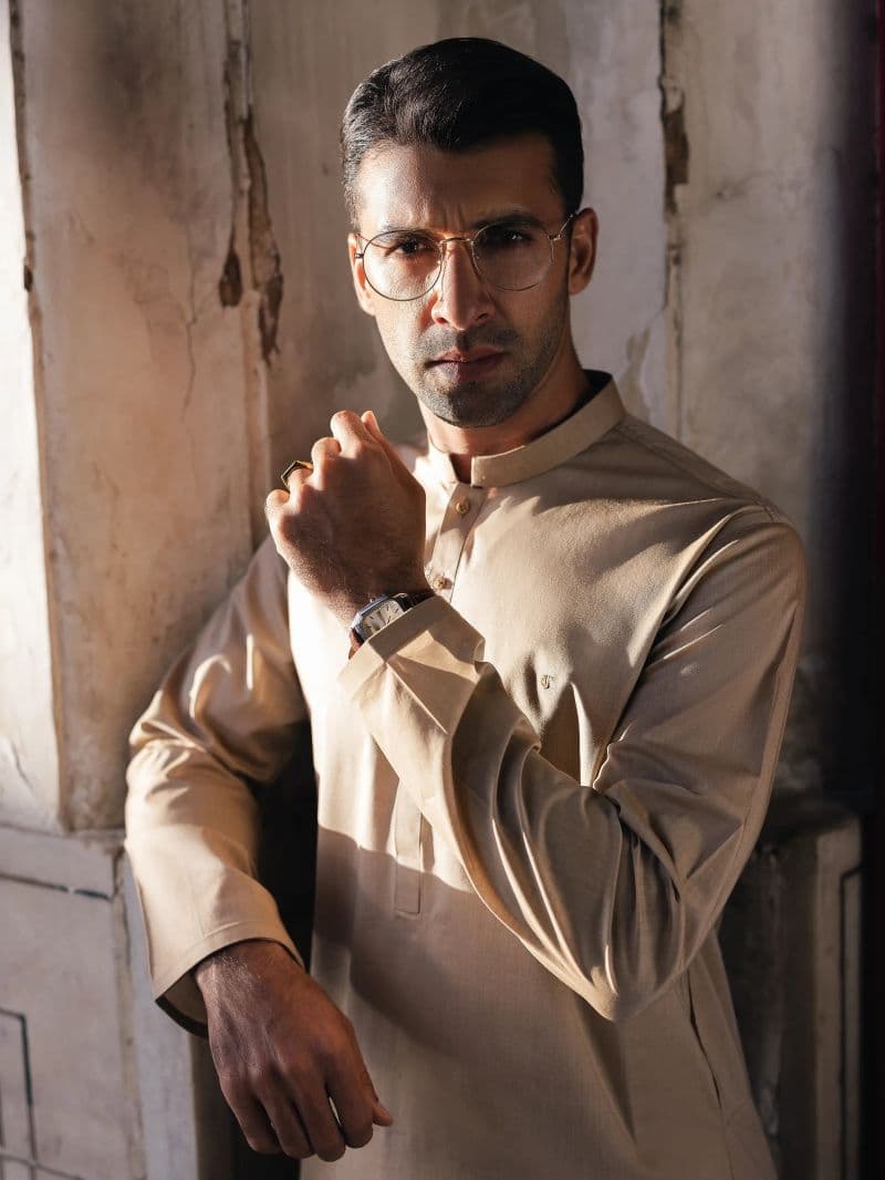 Embroidered Chambray Kurta Pajama - EMTKPT5-057 thumbnail