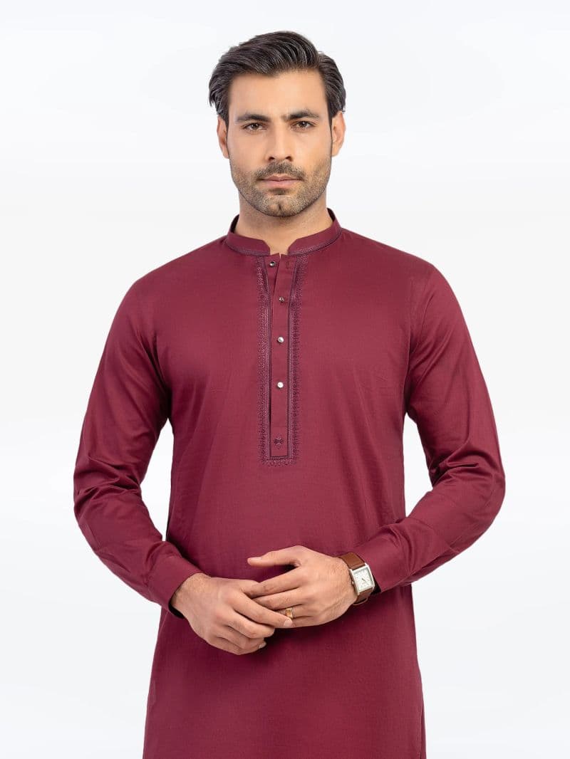 Embroidered Cotton Kurta Pajama - EMTKPT5-065 thumbnail
