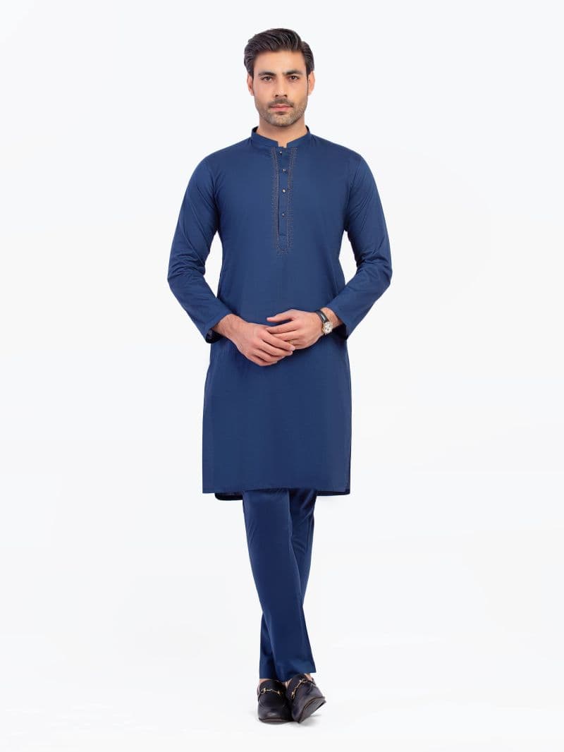 Embroidered Cotton Kurta Pajama - EMTKPT5-064
