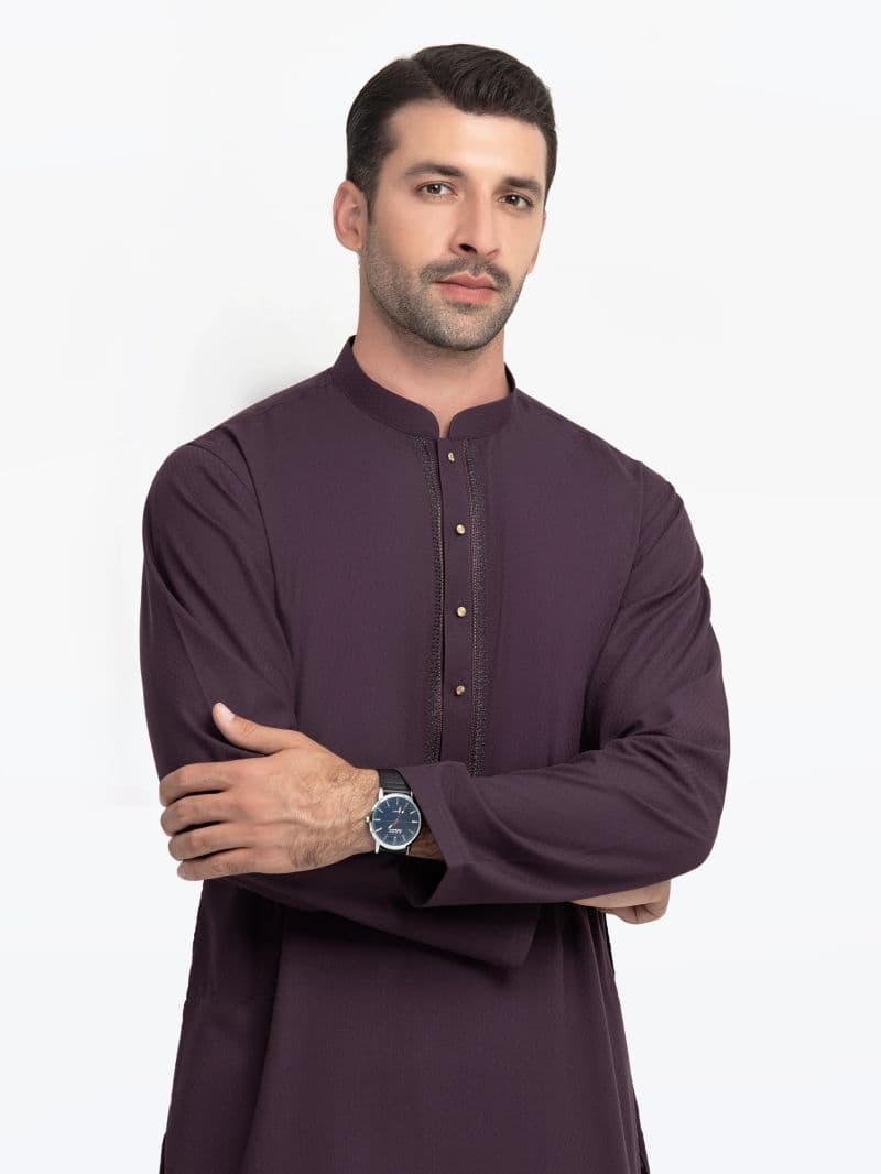 Embroidered Dobby Kurta - EMTK5-99542 thumbnail