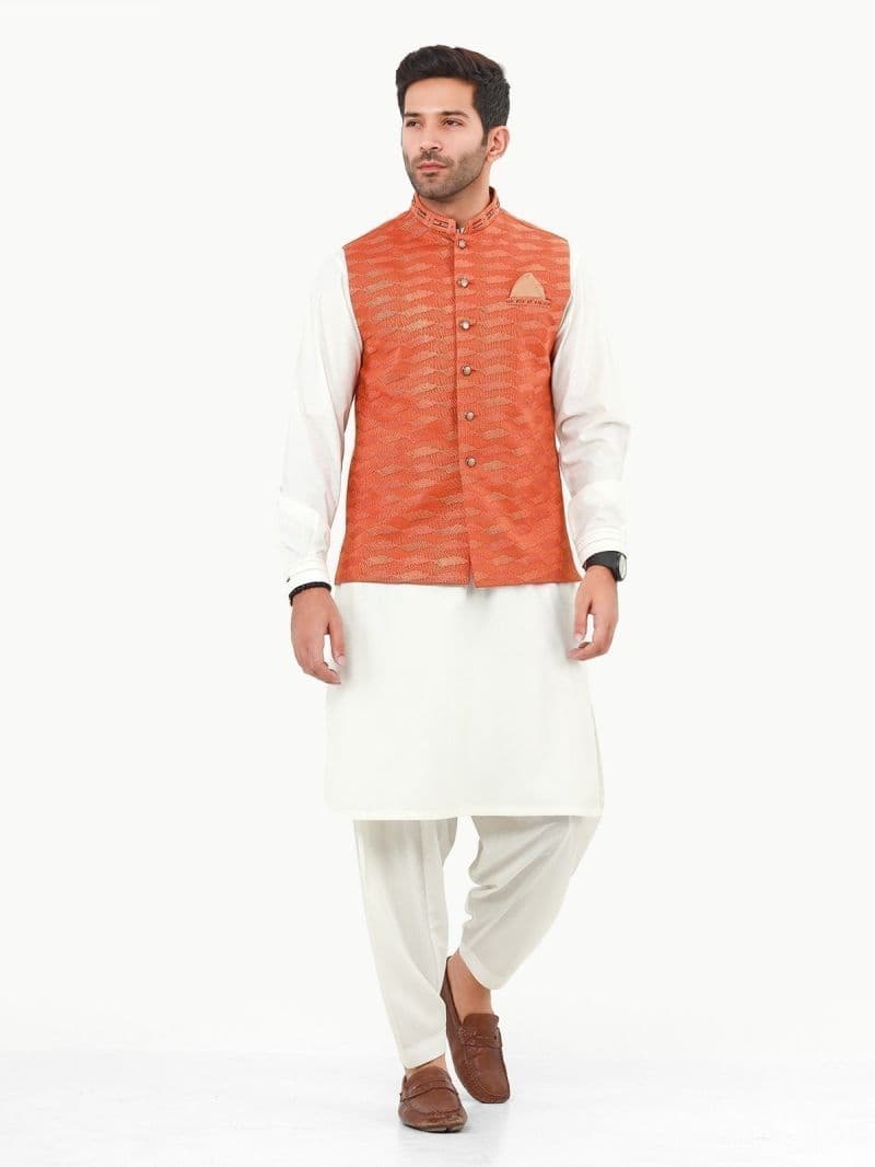 Embroidered Khaddar Waistcoat - EMTWCC22-126