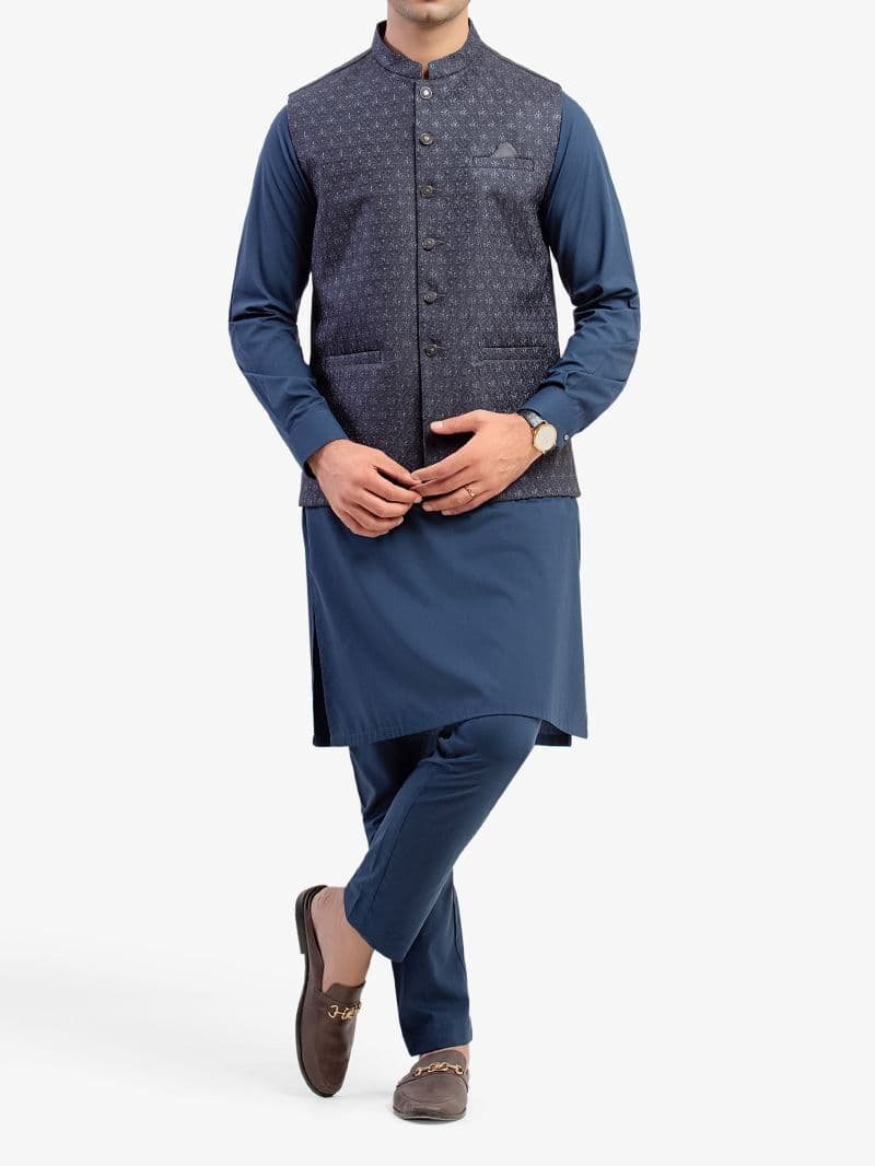 Embroidered Jacquard Waistcoat - EMTWC5-35959 thumbnail