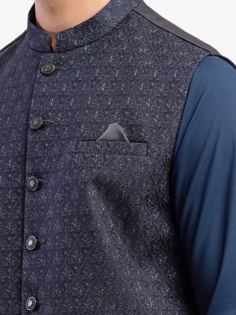 Embroidered Jacquard Waistcoat - EMTWC5-35959 thumbnail